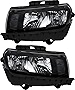 Gold Shrine For Chevrolet Chevy Camaro Headlights Lamps Set 2014 2015 Halogen Driver and Passenger Side