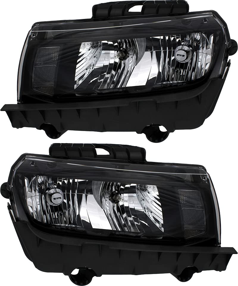 Gold Shrine For Chevrolet Chevy Camaro Headlights Lamps Set 2014 2015 Halogen Driver and Passenger Side