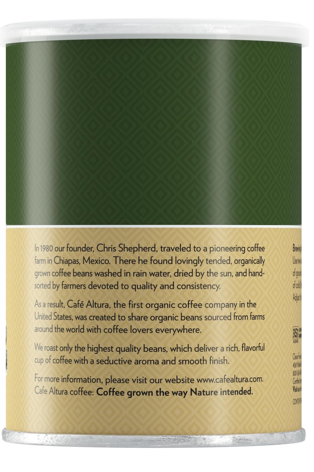 Cafe Altura Ground Organic Coffee, Regular Roast, 12 oz Can (Pack of 3)