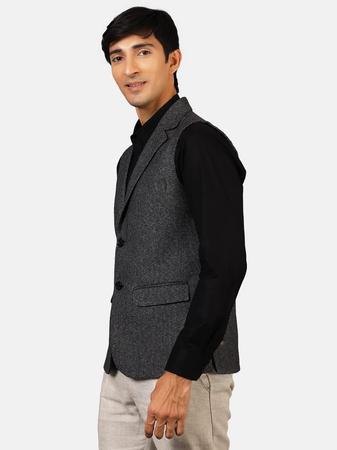 WINTAGE Men's: Tweed Grey Modi Nehru Jacket : 38/S - Image 2 thumbnail