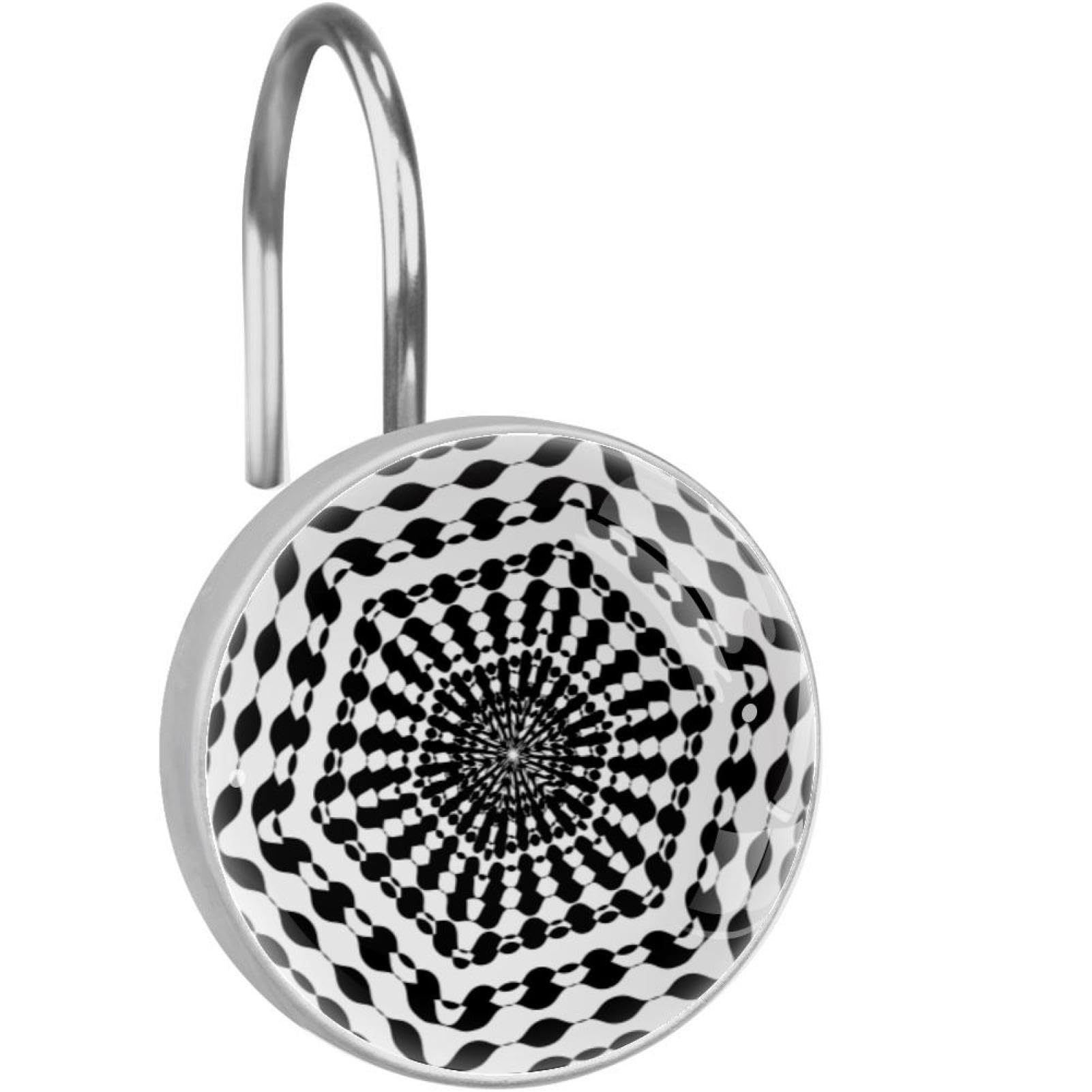 Crochets de rideau de douche lot de 12 en acier inoxydable antirouille motif géométrique abstrait