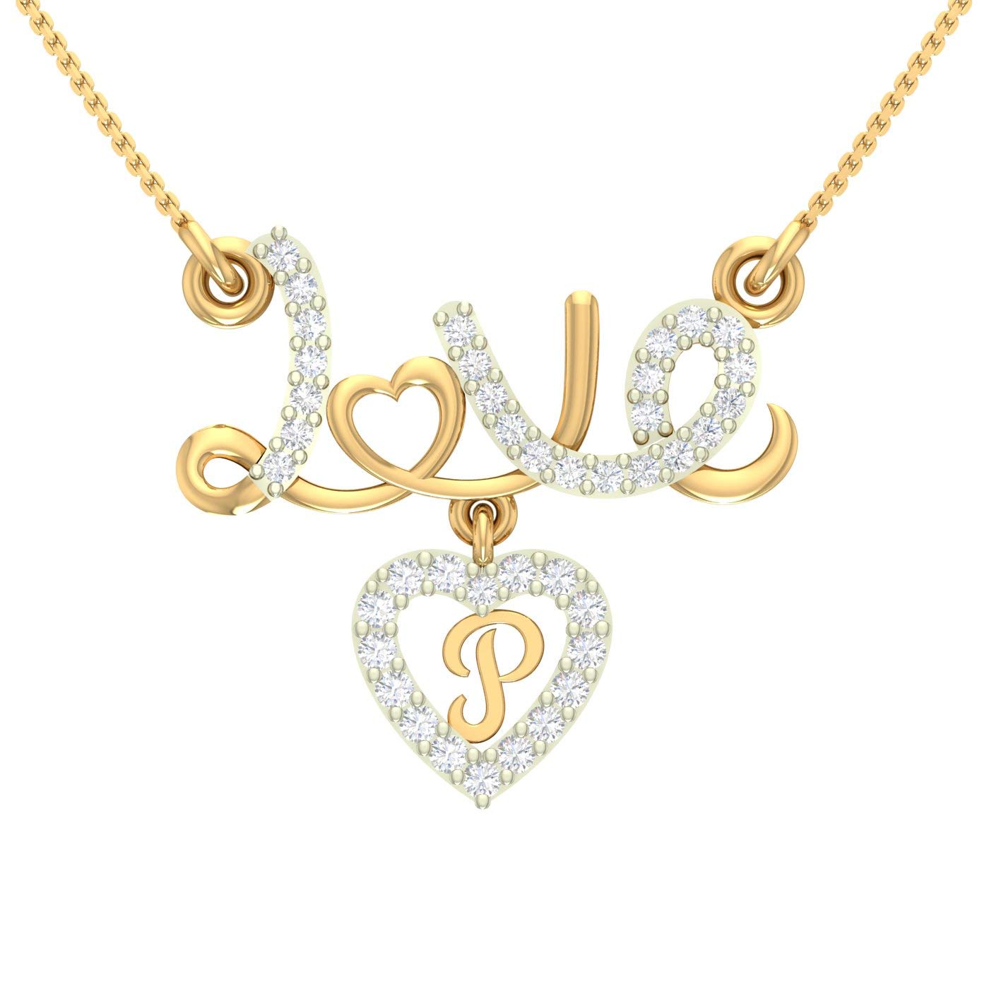 Valentine Hanging Alphabet letter P Hanging Gold plated Heart Latest American Diamond for Women Girls Girlfriend Men Boys Couples Lovers Design Gold and Rhodium alphabet Cubic Zirconia Brass Chain Pendant Gold-plated Cubic Zirconia Brass Pendant-image-35