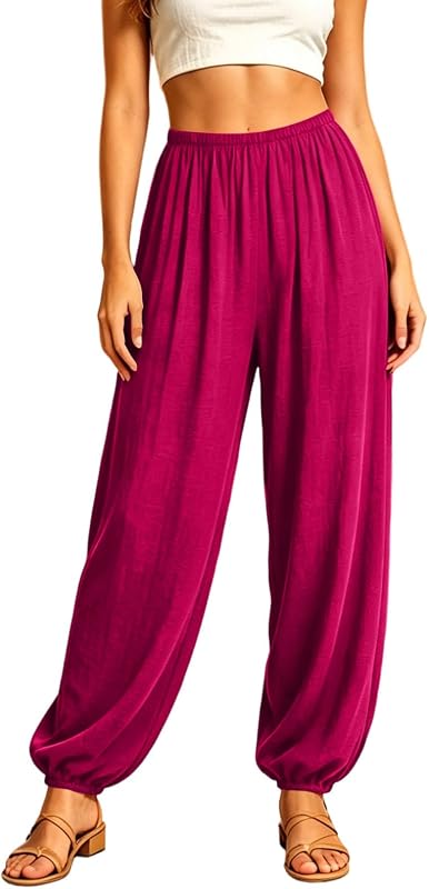 Pantalones de harén sueltos para mujer, pantalones de yoga de cintura alta, pantalones casuales, cómodos, pantalones de entrenamiento con bolsillos