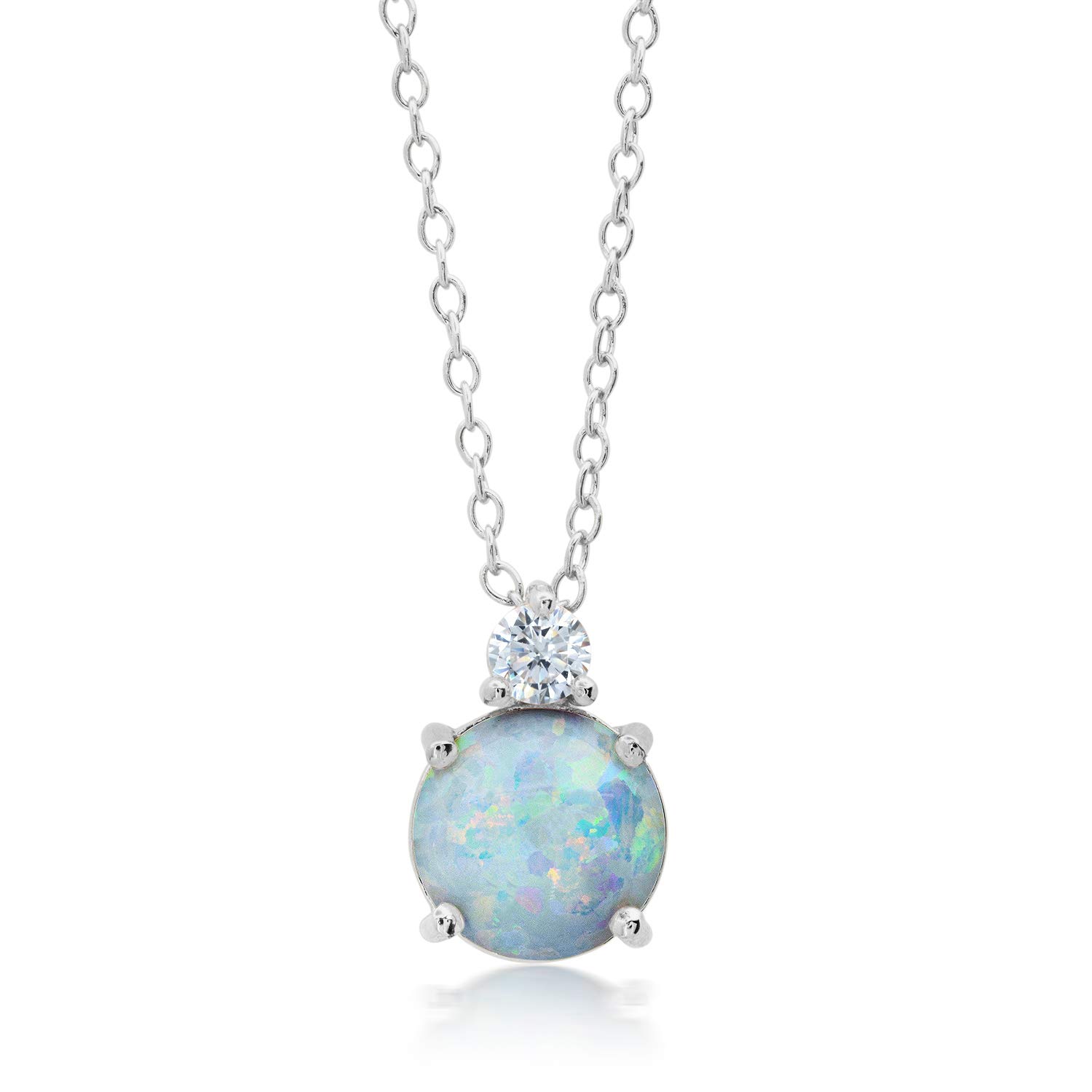 Round Gemstone Pendant Necklace For Women In 925 Sterling Silver
