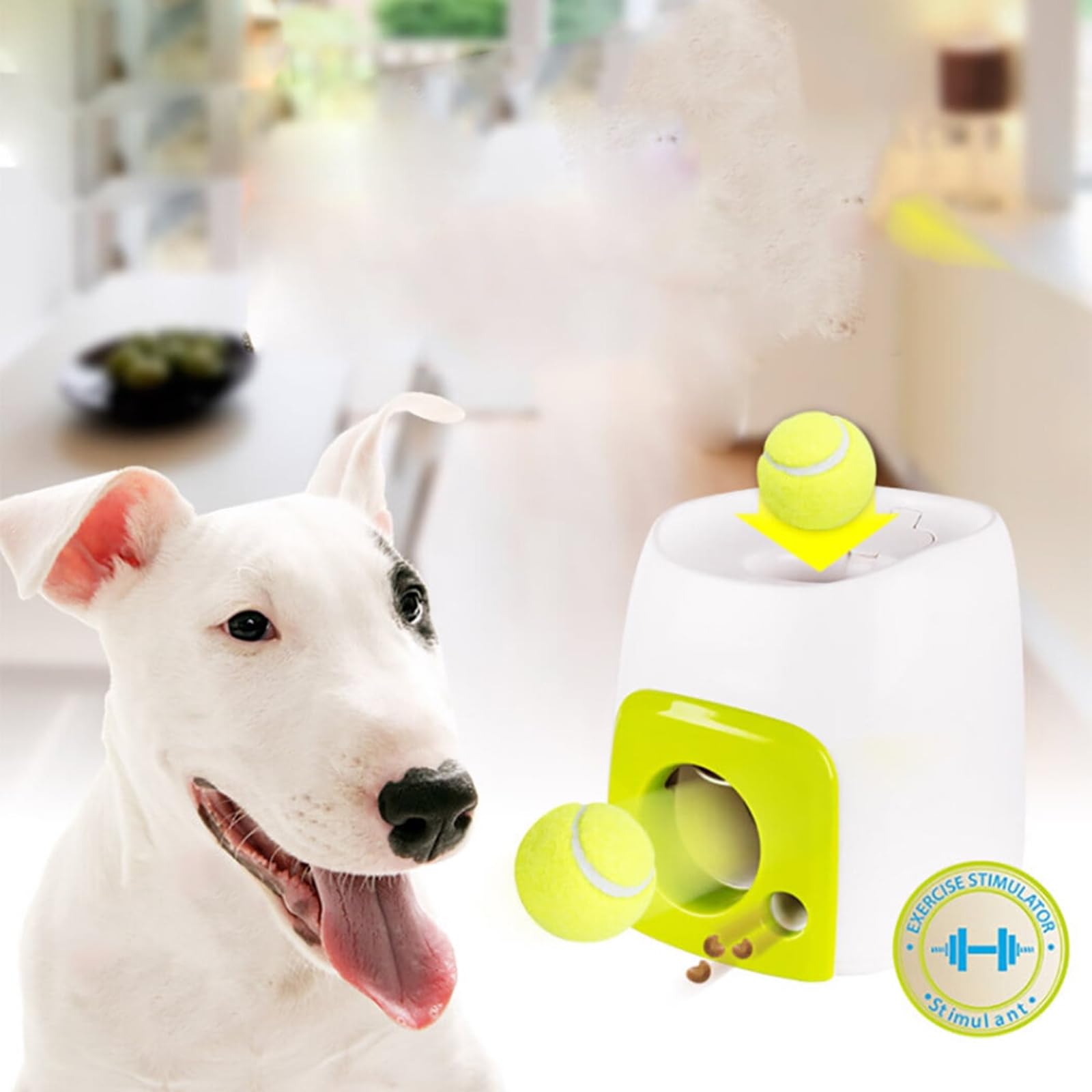 Lanzador automático de pelotas para perros, lanzador interactivo de pelotas de tenis para perros pequeños y medianos, incluye 3 pelotas de tenis