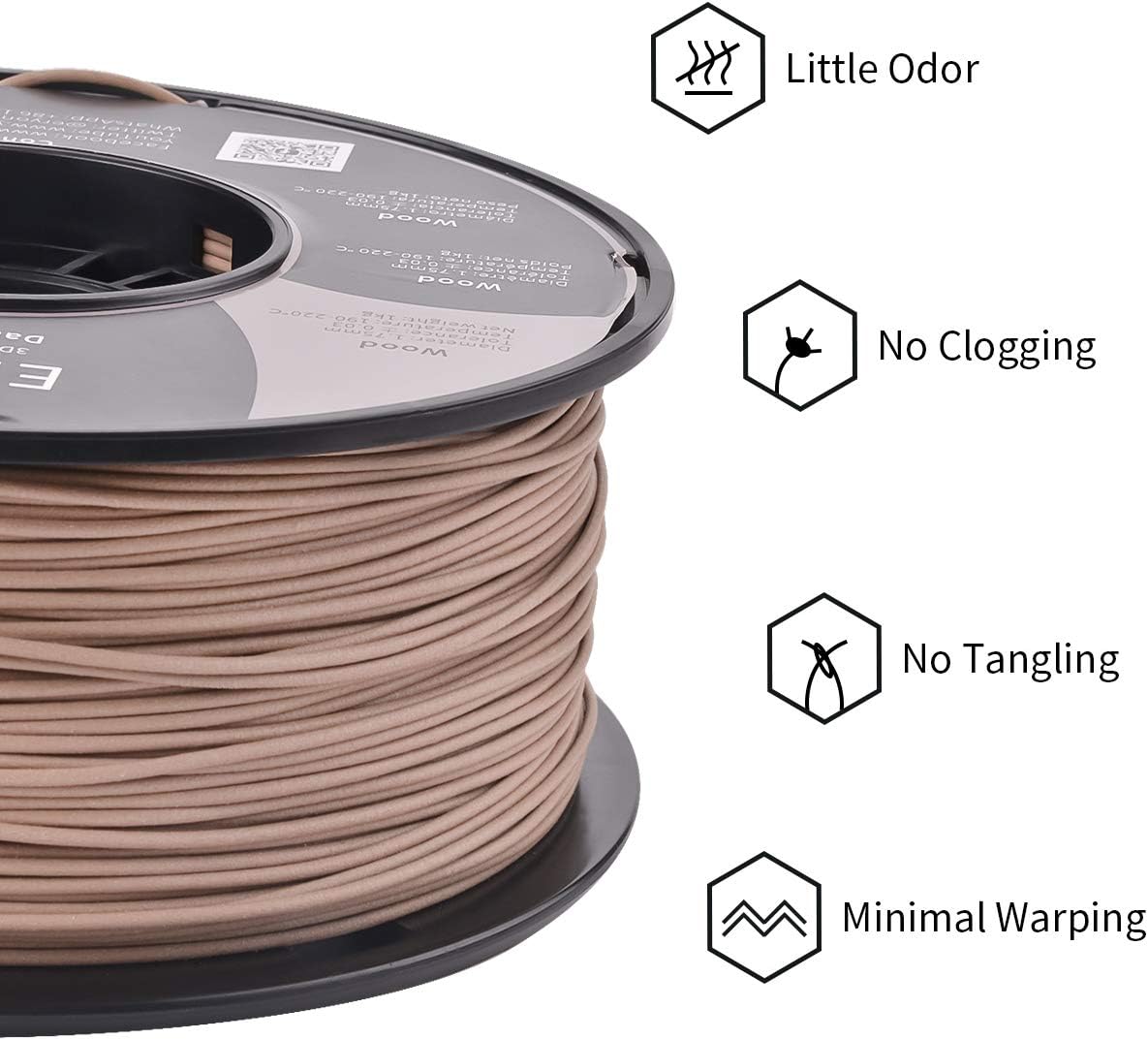 ERYONE Filament PLA 1.75 mm, Special 3D Printing PLA Filament 1.75 mm for 3D Printers and 3D Pens,+/-0.03mm 1kg (2.2lbs)/Spool, Light Wood