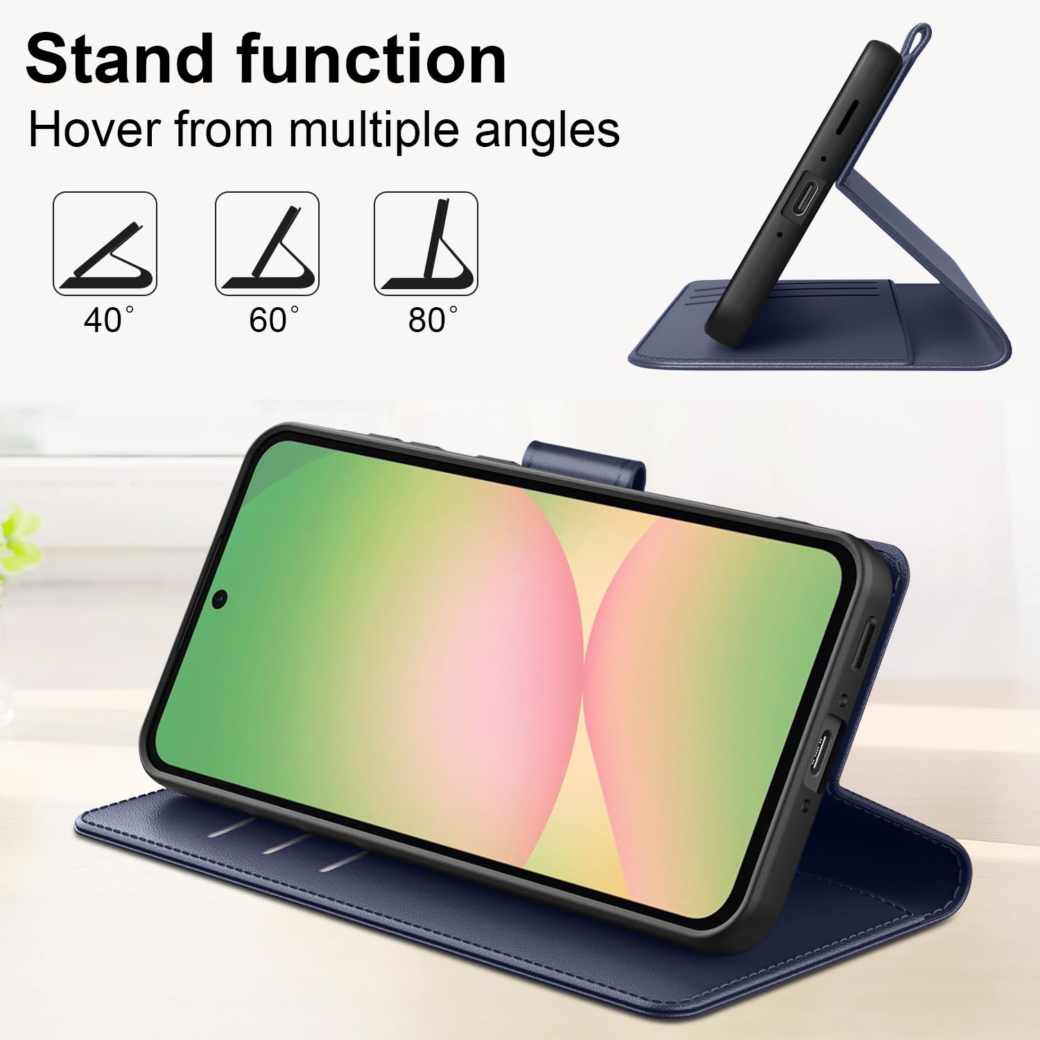 Cover Compatibile con Samsung Galaxy A56 5G, con 1 Pezzo Vetro Temperato Pellicola Protettiva e 1 Pezzo Strumento di Installazione Semplice, Premium Pelle PU Libro Flip Custodia - Blu