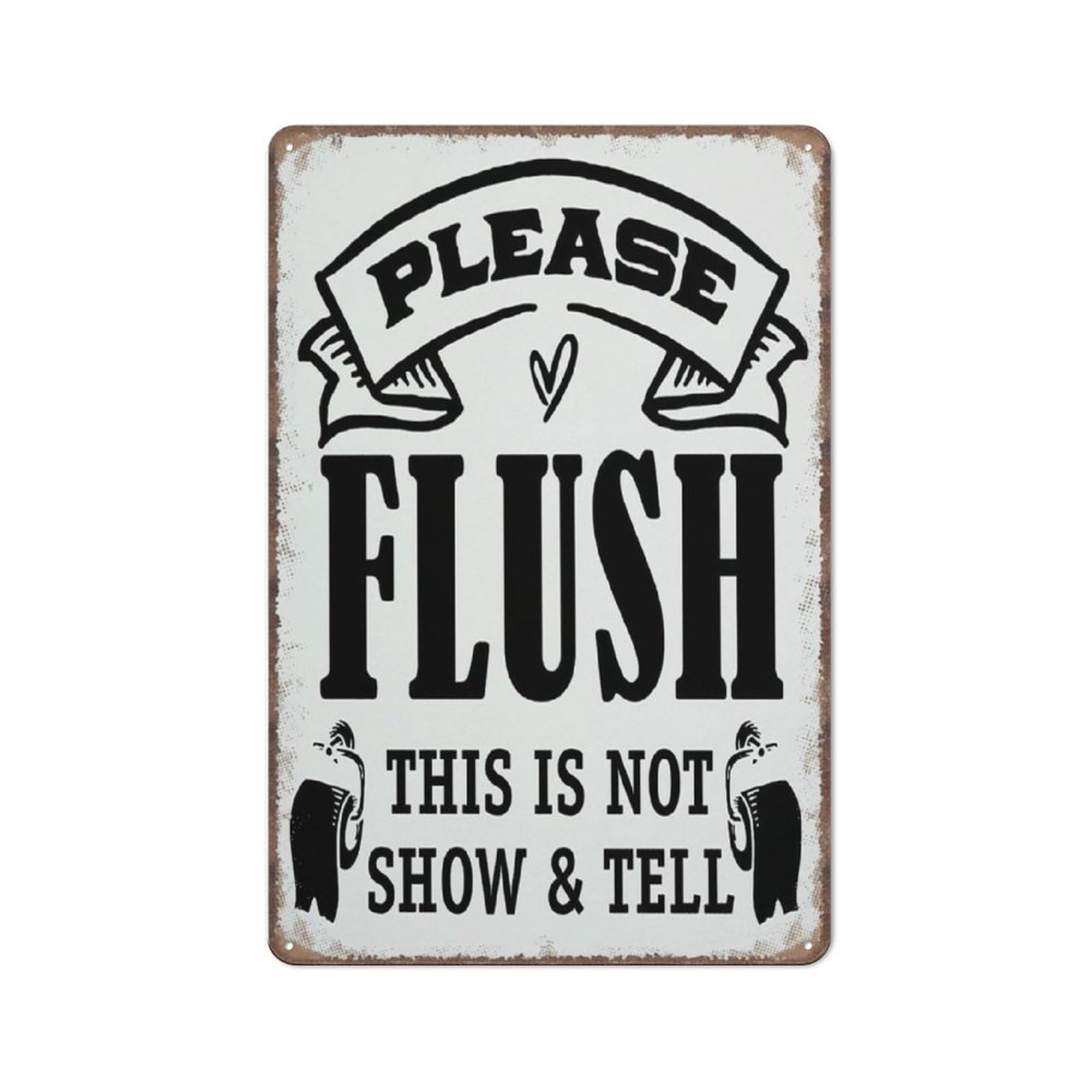 Jaesxxco Tin Sign9 Funny Bathroom Decor Please Flush Funny Metal Sign Poster Wall Art For Kitchen Garden Bathroom Farm Home Coffee Decor Tin Sign,5.5X8 Inches