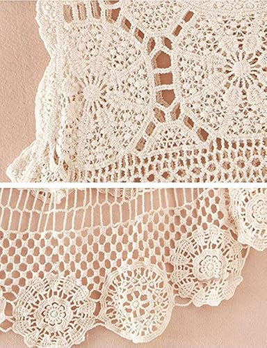 Puwei Women's Hollow Out Hi-Low Tank Top Floral Crochet Swimsuit Bikini Cover Up （0368-Apricot-One Size） #TOP5