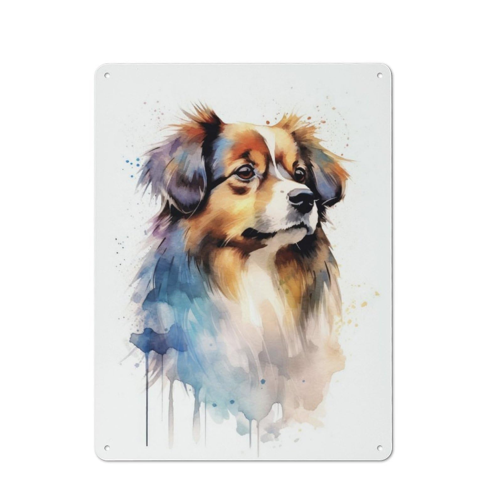 Junmoney Tibetan Spaniel Watercolor Retro Metal Sign 40X30cm For Bar Or Restaurant, For Kitchen And Home Bar Decor, For Home Office And Studio Walls