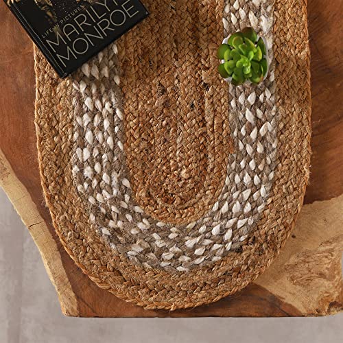 Madhu International JUTE TABLE RUNNER For Country Farmhouse Decor, Natural Fiber Table Runner, Vintage Dining Table Oval Runner thumb #2