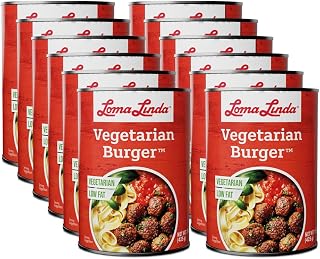 Loma Linda Plant-Based Vegetarian Burger 15 oz Cans, 12 Pack - Vegan Non-GMO Shelf-Stable Meat Crumbles