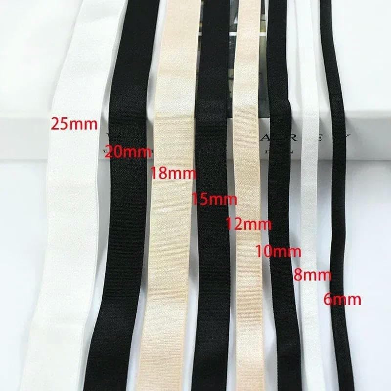 10/20/50 Meter 6–30 mm Nylon-Gummibänder für Unterwäsche, Schultergurt, BH-Gürtel, DIY-Kleidungsstück, Gummiband, Nähzubehör-Schwarz01-12 mm-50 Meter