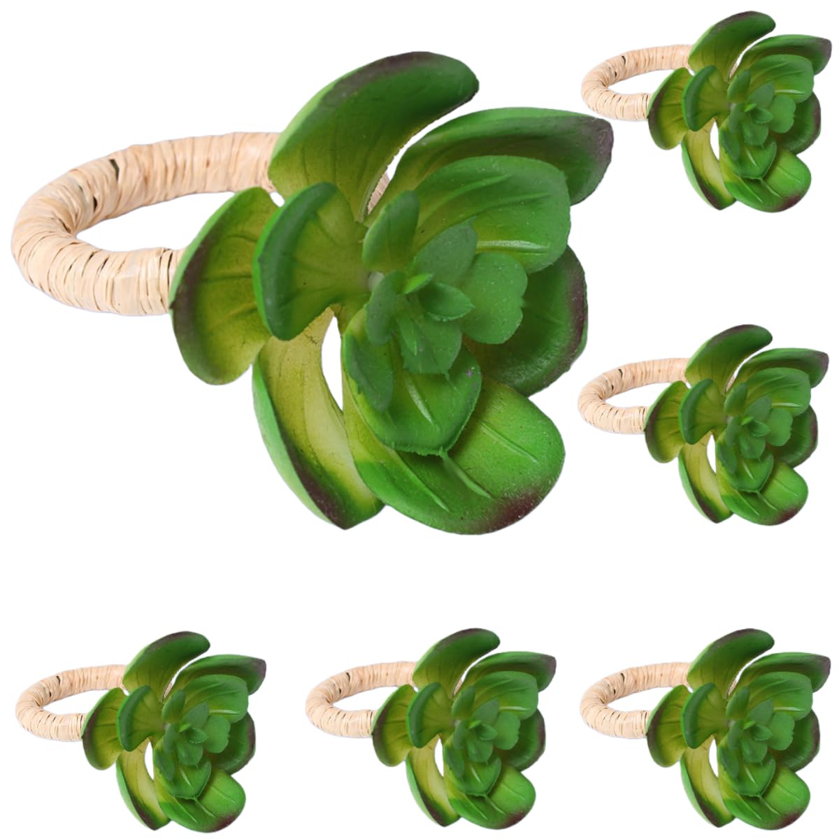 Rond De Serviette en Métal Lot de 60 Ronds De Serviette Succulents Verts Parfaits pour Les Mariages Les Hôtels Les Anniversaires Les Réunions De Famille Et Les Fêtes d'anniversaire