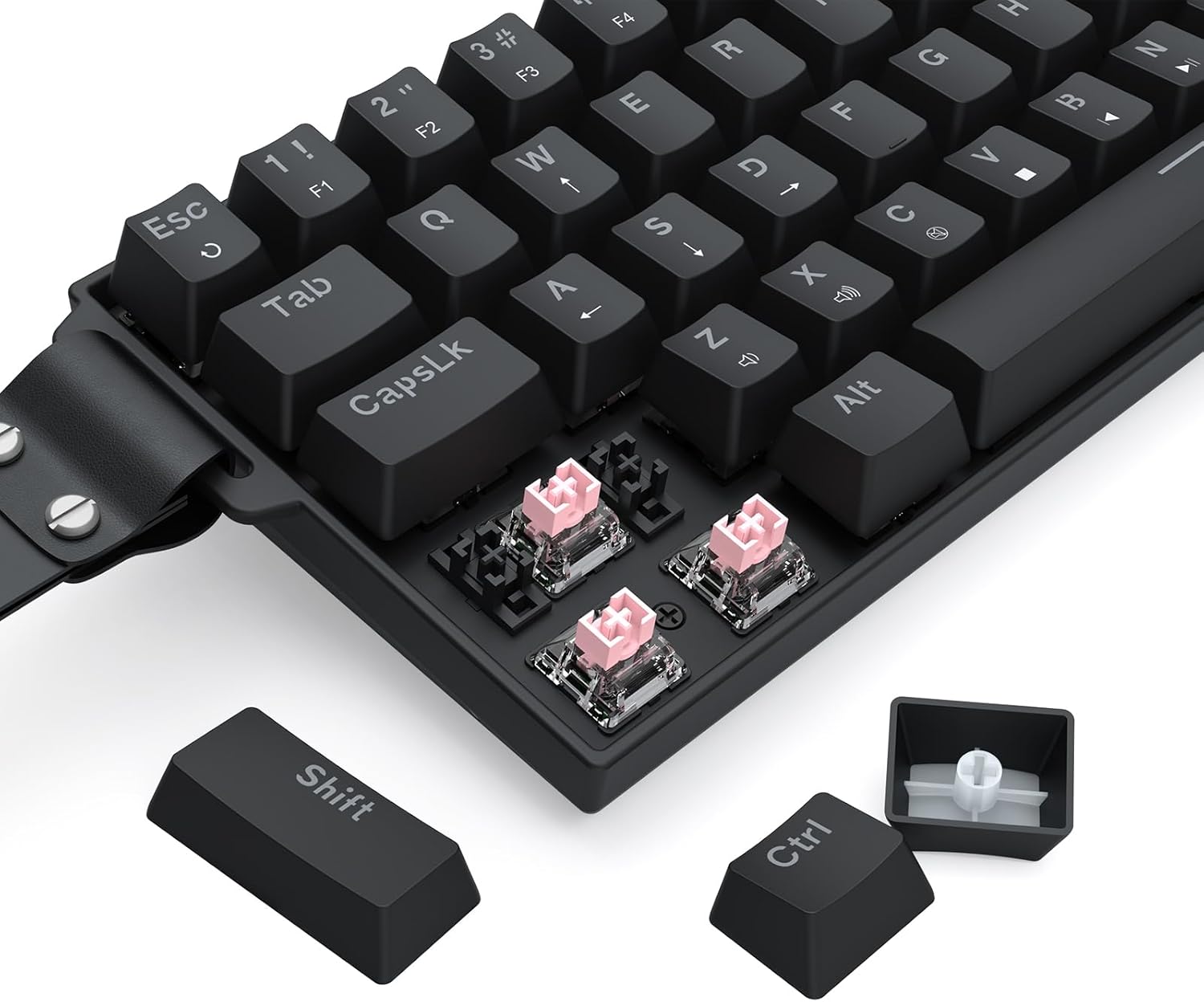 Close-up of switches being removed from the Redragon K631 HE keyboard