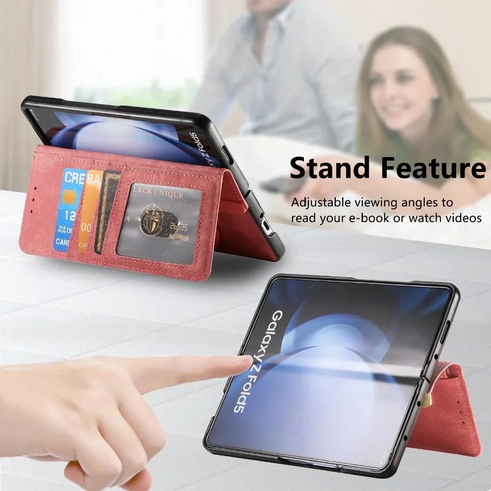 Solt Wallet Phone Case para Samsung Galaxy Z Fold 6 5 4 3 Fold6 Fold5 Fold4 Fold3 5G Funda de Cuero 2 en 1 con Cremallera Desmontable, Púrpura, para Galaxy Z Fold 6