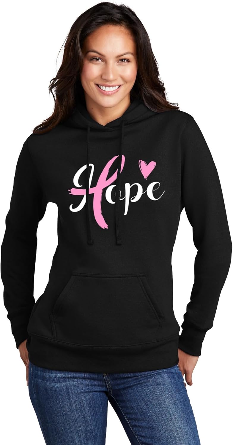 Go All Out Hope Breast Cancer Ribbon Awareness Mens Women Sweatshirt Hoodie