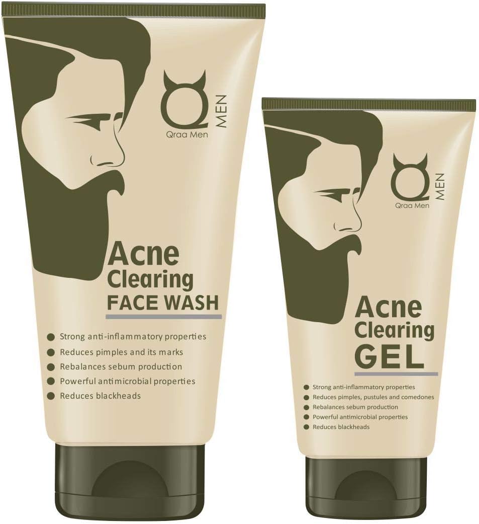Qraa Men Qraa Acne Therapy Set- Pack Of Acne and Pimples Clearing Face Wash 100ml and Acne Gel 50ml, 100 ml (Pack of 2)