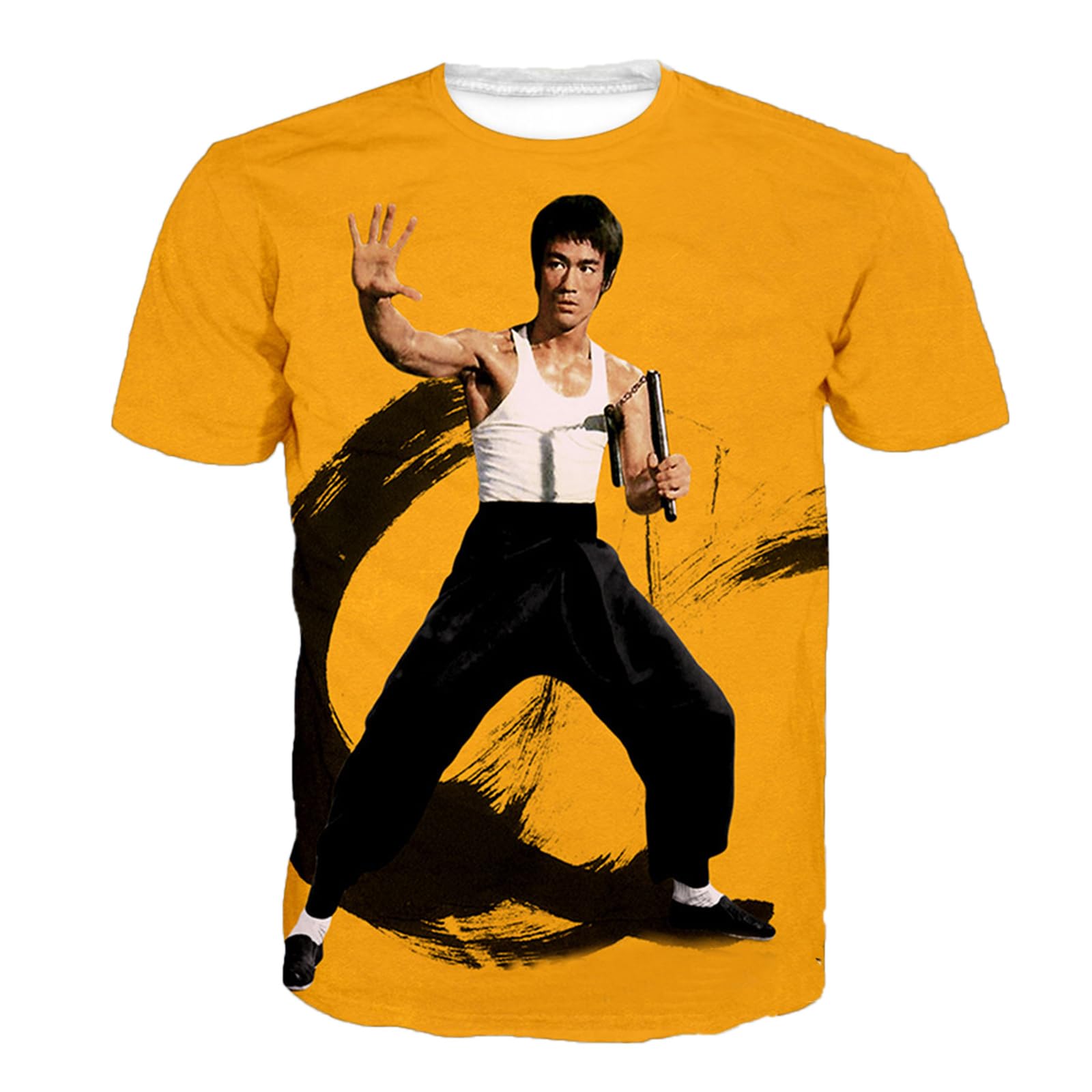 Keepmore Men's # 1 Li Xiaolong Dragon T Shirt For Li Xiaolong Dragon Kung Fu Martial Art 3D Printed Round Neck Short Sleeve T-Shirt Casual Pullover Tops