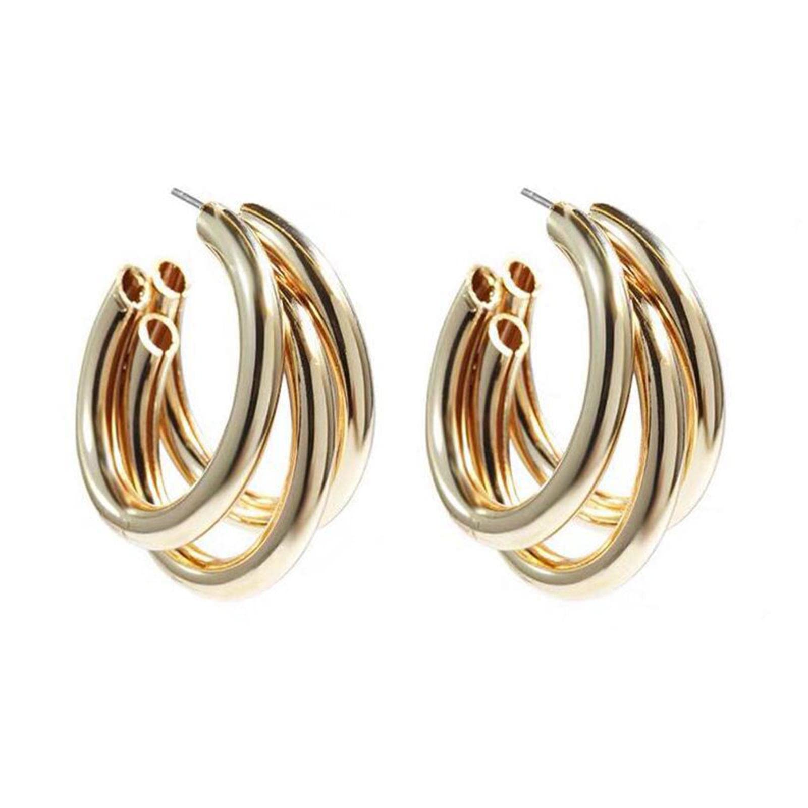 Pendientes De Aro Grueso De Plata 925 Bañada En Oro Amarillo De 18K | Joyas