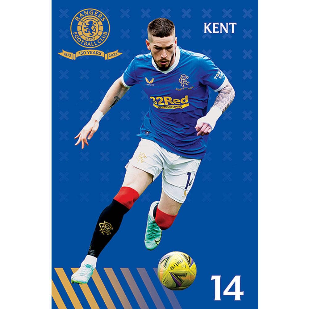 Rangers F.c. Blue Rangers Fc Ryan Kent Poster (61Cm X 91Cm) (Blue)