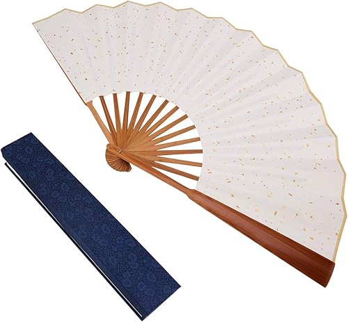 Miniatura 18 de Ventilador plegable chino Abanicos de mano blanca Abanico de bambú con artesanía tradicional china (blanco) Blanco,Ventilador negro,Abanico