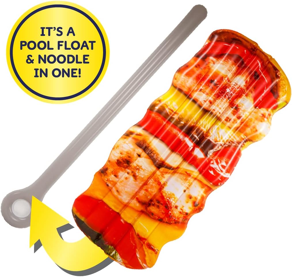 Chicken Shish Kebab Float and Noodle - Pool Float Tube, Inflatable Rafts for Kids & Adults - Large Blow Up Float for Summer Beach Swimming - Two Floats - Take2Floats