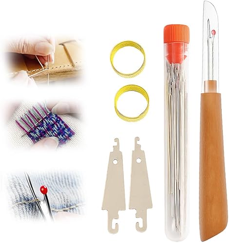 Juego de agujas de coser de acero Big Eye 2025, juego de herramientas de costura, incluye 25 agujas de acero, 1 desgarrador de hilo de coser de