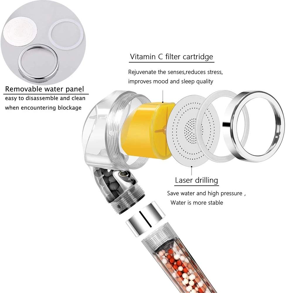 Soffione Doccia con Filtro per Perline minerali agli ioni di Limone, Ecologico, a Risparmio idrico, per Il Bagno (Colore : D) (D)
