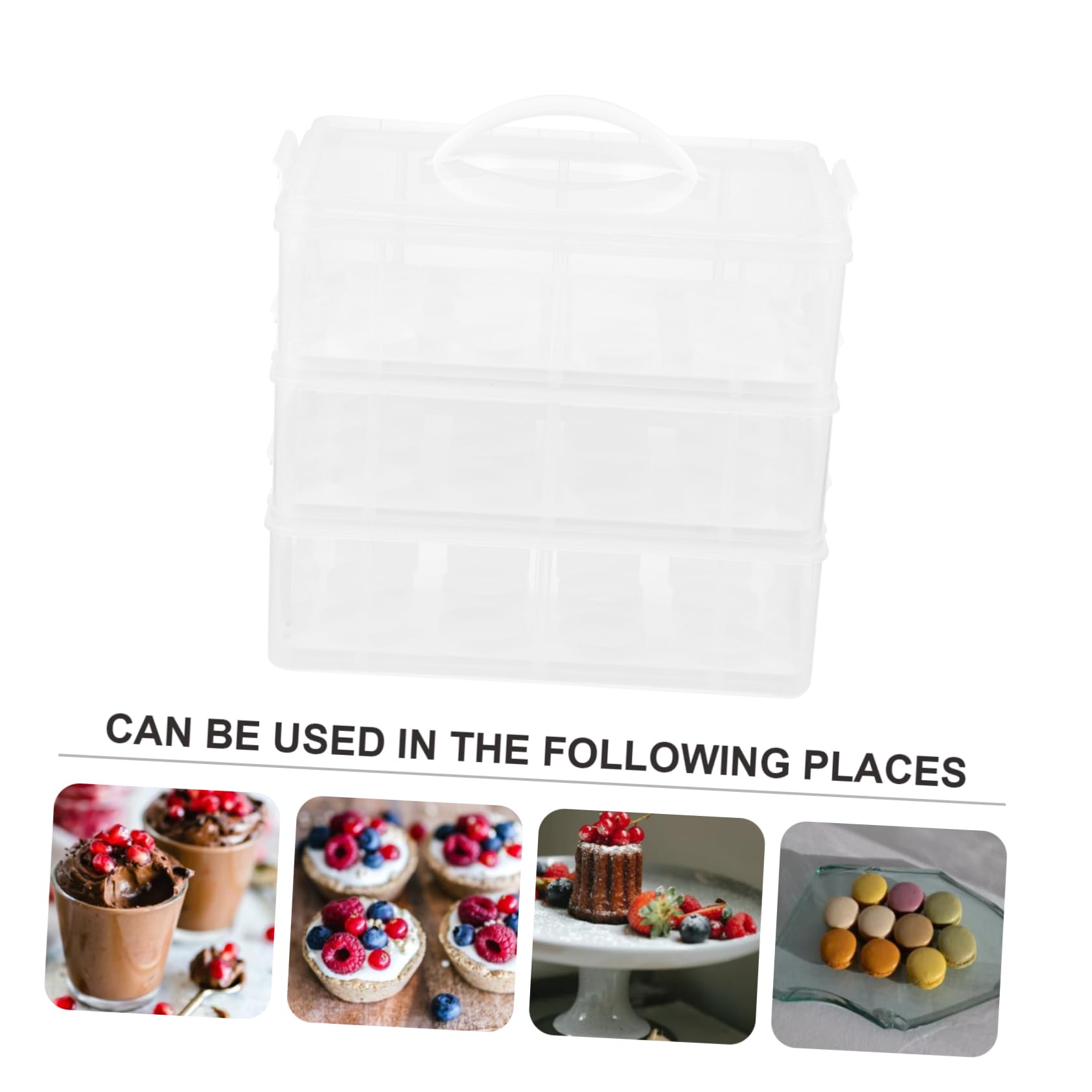OFFSCH Cupcake Tier Cake Transport Case Portable Dessert Storage Box Locking Mechanism