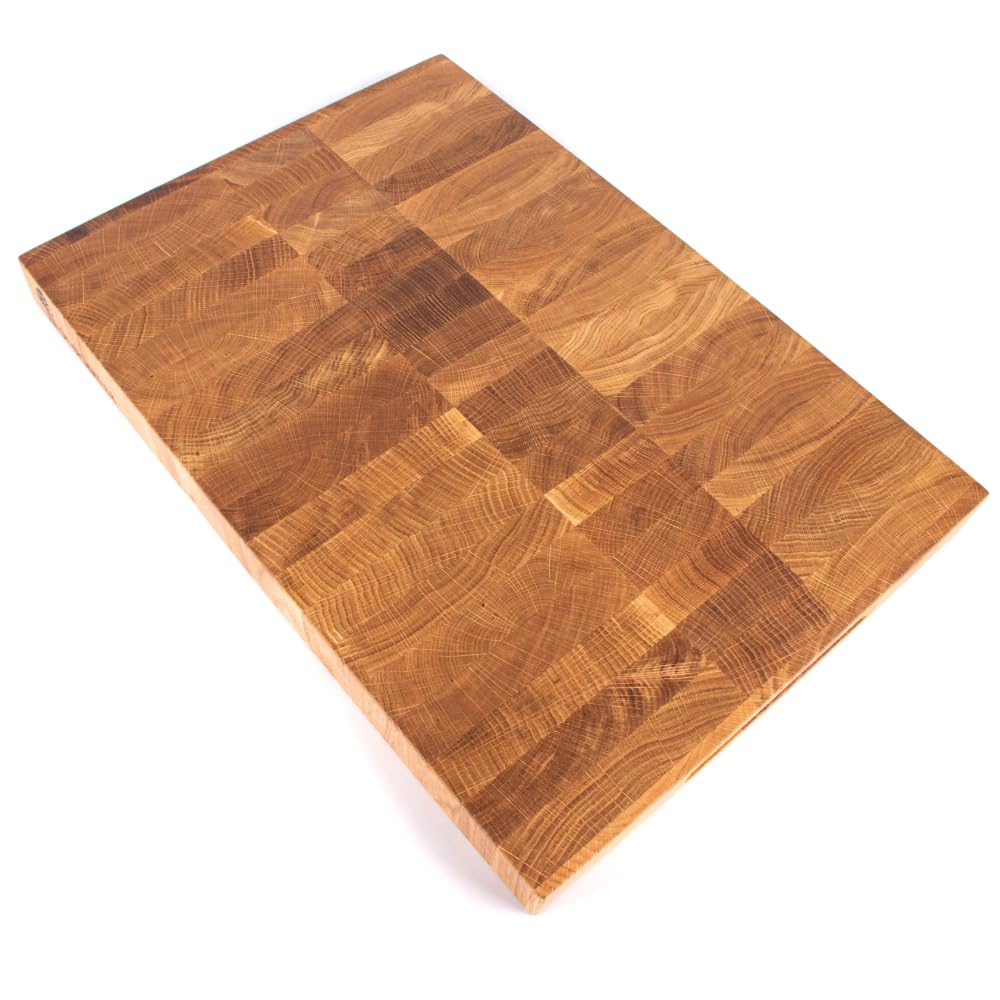 Woodcarver Endgrain Tagliere in rovere 50 x 35 x 4 cm, in legno massiccio, adatto ai coltelli e autorigenerante, realizzato a mano e oliato, extra stabile e durevole