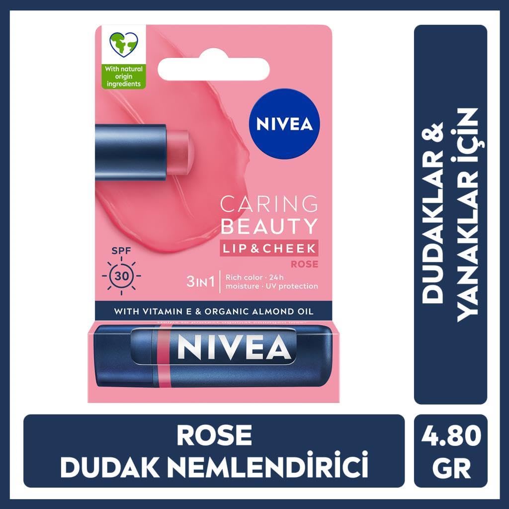 Rose Renkli Nemlendirici Dudak Bakım Kremi ve Mercan Dudak Bakım Kremi 4,8gr SPF30, Allık Etkisi