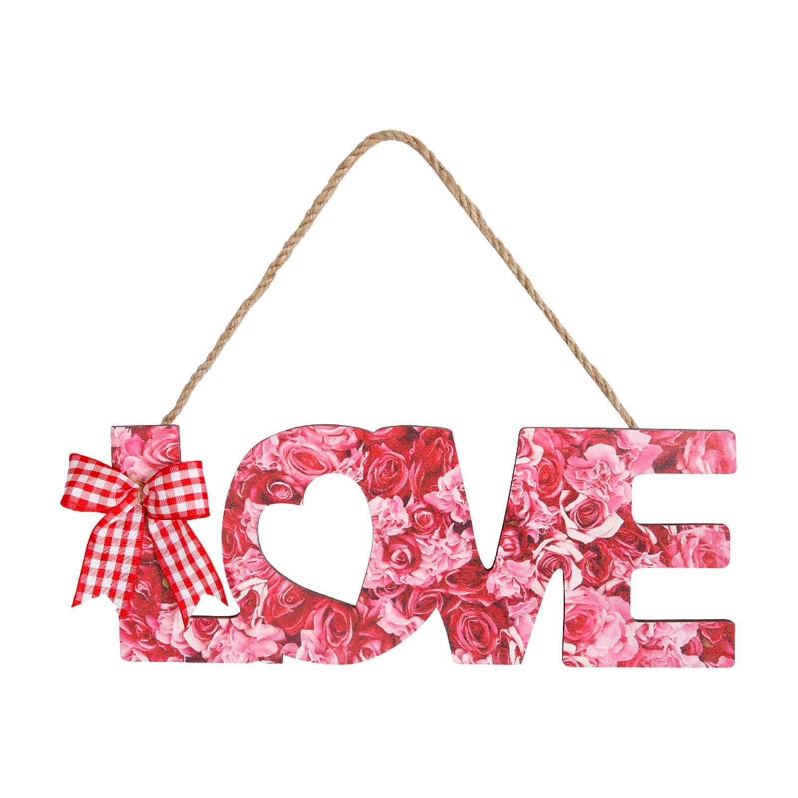 Pixzcsa Valentine Decor Love Shaped Hanging Sign Premium Wooden Craft Outdoor Door Hanging Ornament Decorative For Creative Party