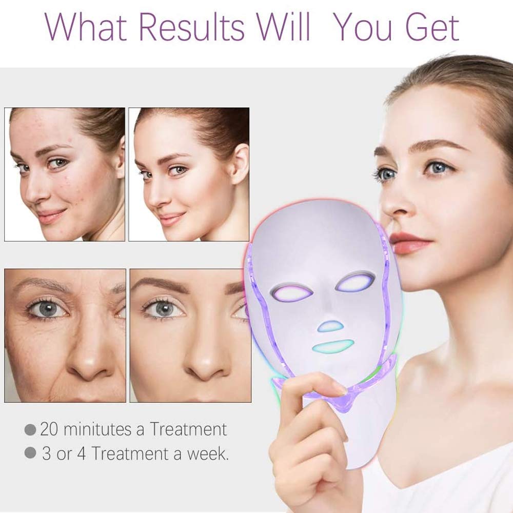 Amazon｜7色LEDフェイス＆ネックマスク、フォトンスキン若返りフェイス