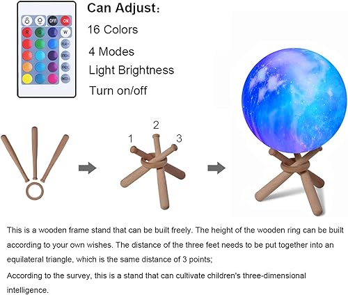 Miniatura 8 de BEISHIDA Lámpara de luna, lámpara 3D de luna de galaxia de 3.9 pulgadas, regalos para niñas de 6, 7, 8, 9, 10, 11, 12, 13, 14, 15, 16 años, regalos