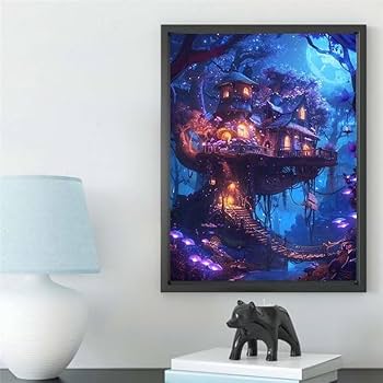 Amazon | ダイヤモンドアート 風景, ダイヤモンド アート 樹上の家