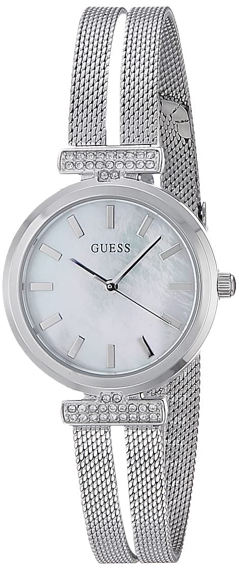 Guess Watches Women's Silver/White Guess Array Stainless Steel Mesh Watch Gw0471l1 – - Stainless Steel / Mesh