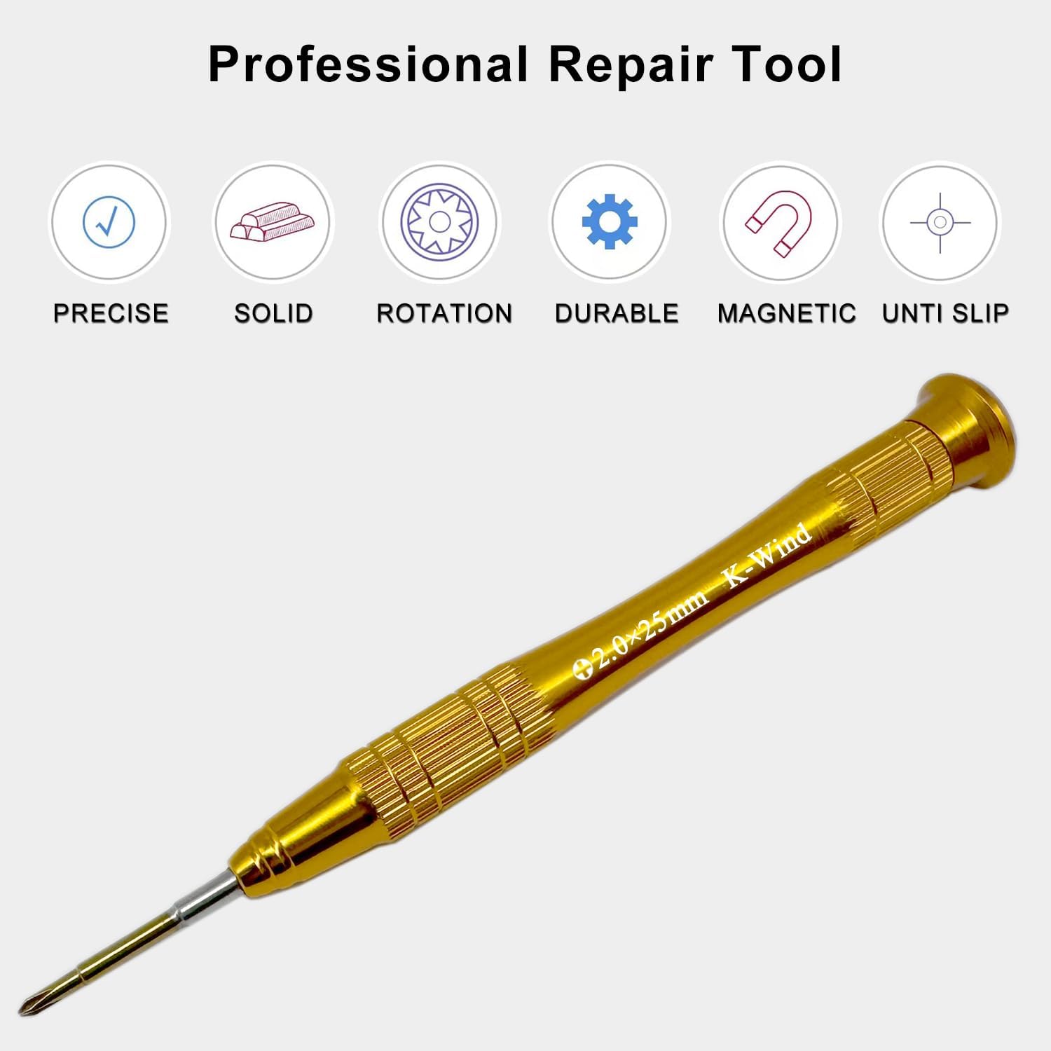 Precision Screwdriver Phillips #00 2mm, Compatible with Small Electronics, Game Console/Controller, Drone, Laptop, Table, Phone, Magnetic S2 Steel Tip, Free Spin Cap, Anti-slip Grip