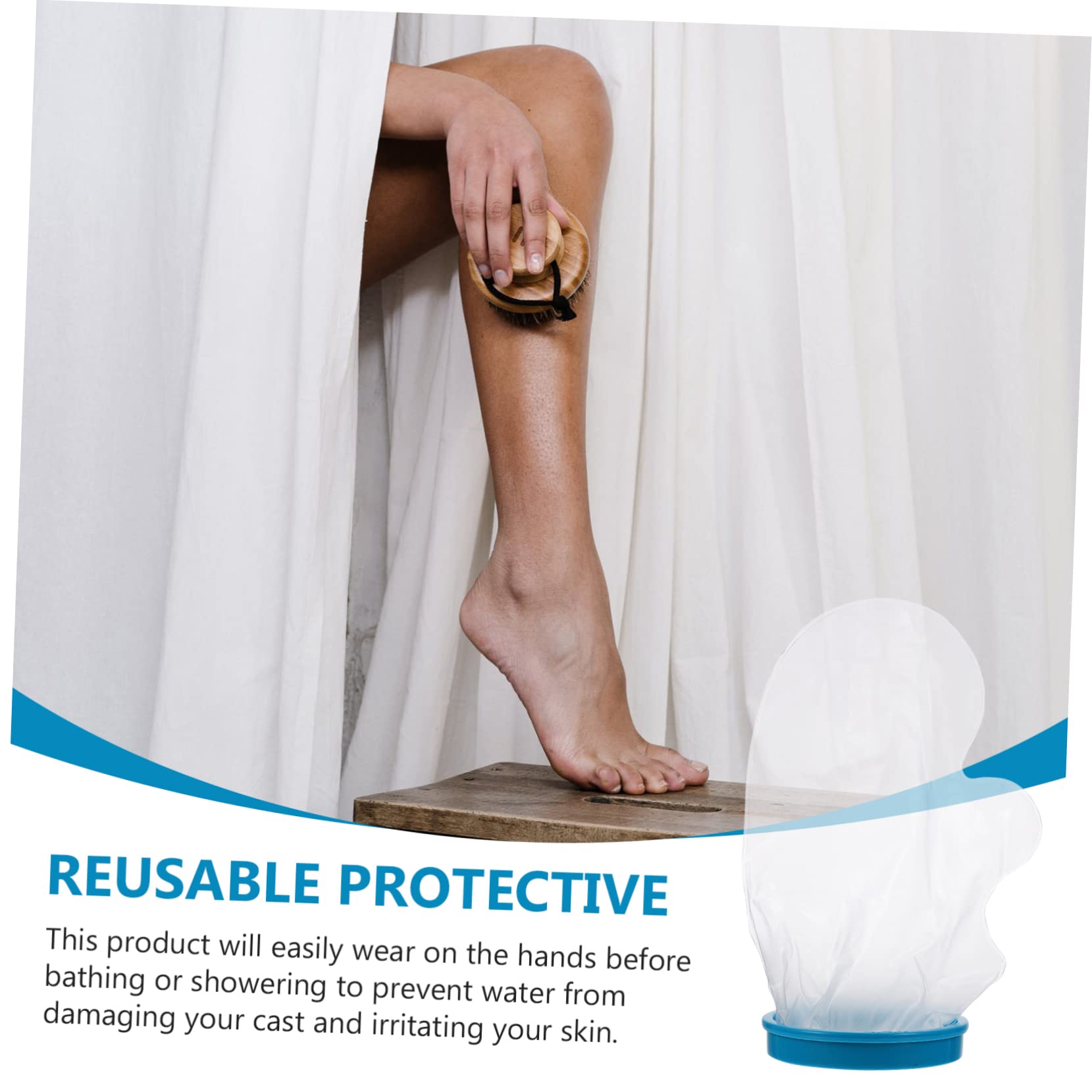 Healeved Shower Waterproof Cast Sleeve 1 Pc Reusable Sealed Cast Bag for Hand Bandage Plaster (Sky)