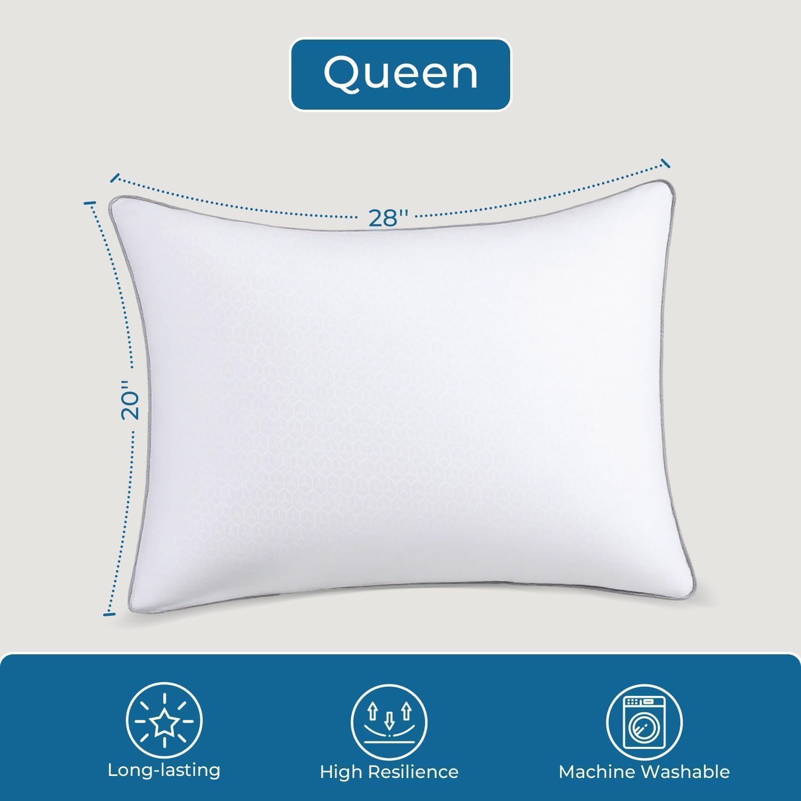 Firm Queen Size Set of 2 Down Alternative Pillows U256