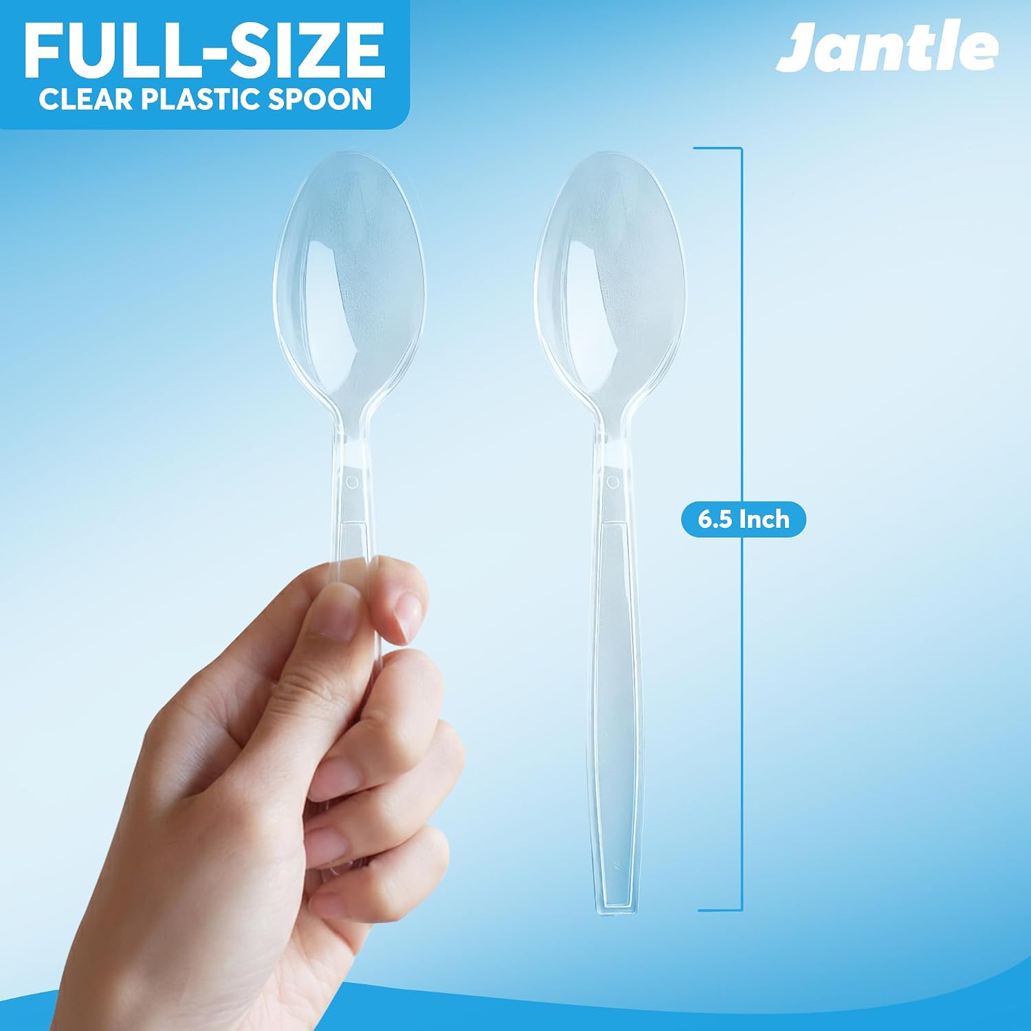 Individually Wrapped Heavy Duty Plastic Spoons with Dispenser Box, Black Disposable Spoons 100 Pack - Disposable Utensils for Home, Office, Restaurant, Catering, To-Go Meals - 100 Count (Clear)