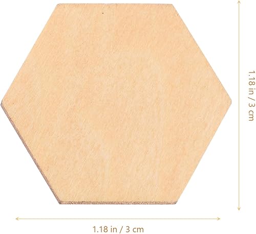 Miniatura 3 de MAGICLULU 100 piezas de madera sin terminar hexágono hexágono de madera sin acabar, rebanadas de madera sin terminar para proyectos de manualidades,