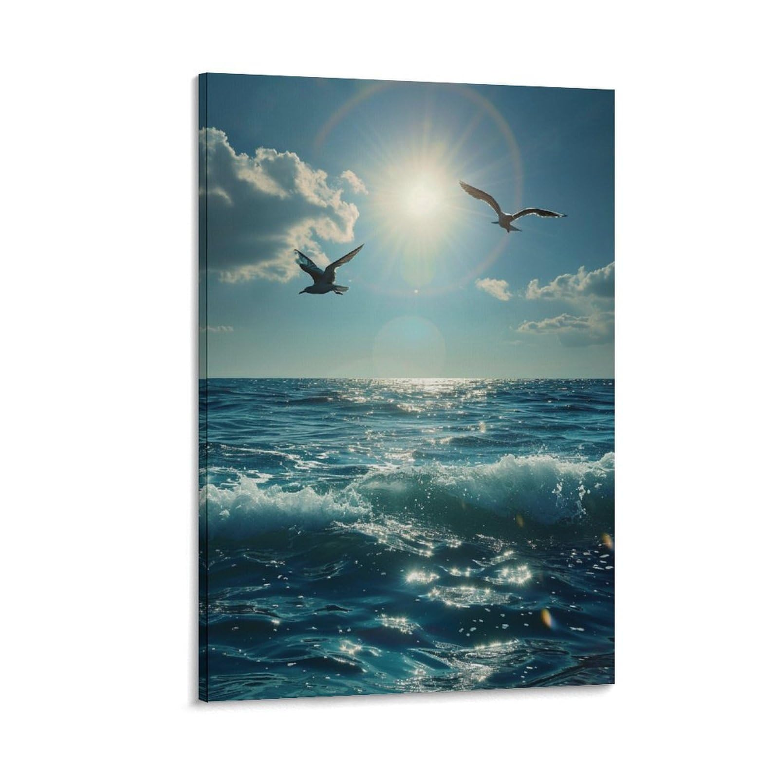 アンティーク】額装 油絵 カモメ 灯台 海 風景画 絵画 オブジェ