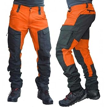 Casual Men Color Block Multi Pockets Sports Long Cargo Pants