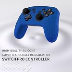PlayVital Samurai Edition Ergonomic Silicone Skin Protective Case for Nintendo Switch Pro Controller, Soft Anti-Slip Controller Grip Protector for Nintendo Switch Pro with Thumb Grip Caps - Blue