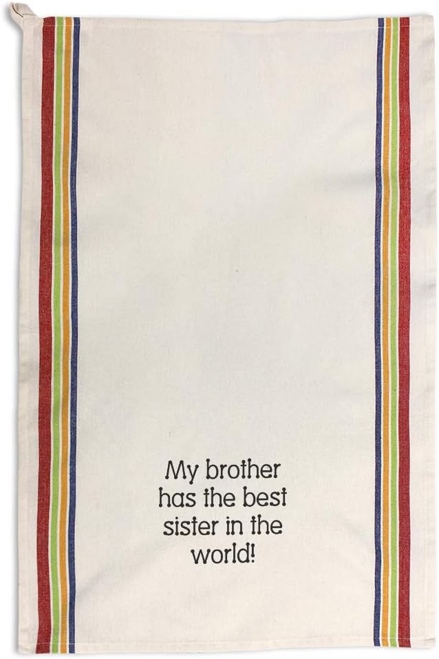 Custom Decor Kitchen Towels My Brother Has The Best Sister in World Family & Friends Sister Cleaning Supplies Dish Towels Multi Stripe Design Only