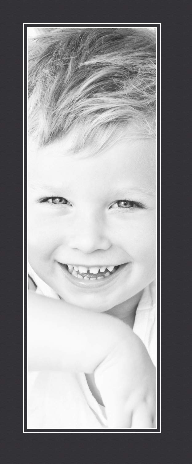 8x25 Smooth Black / Black Custom Mat for Picture Frame with 4x21 opening size (Mat Only, Frame NOT Included)