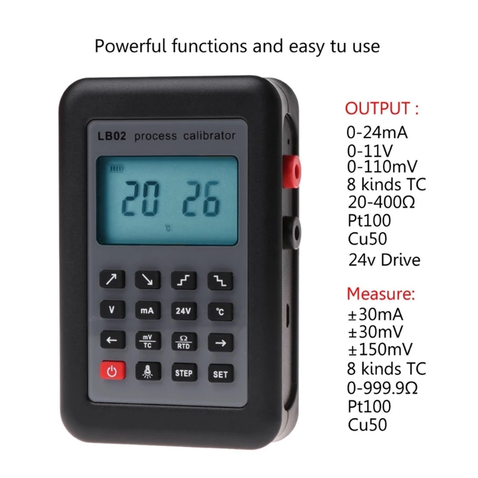 LB02 Resistance Current Voltmeter Generator Process Calibrator 4-20mA/0-10V/mV LCD Display