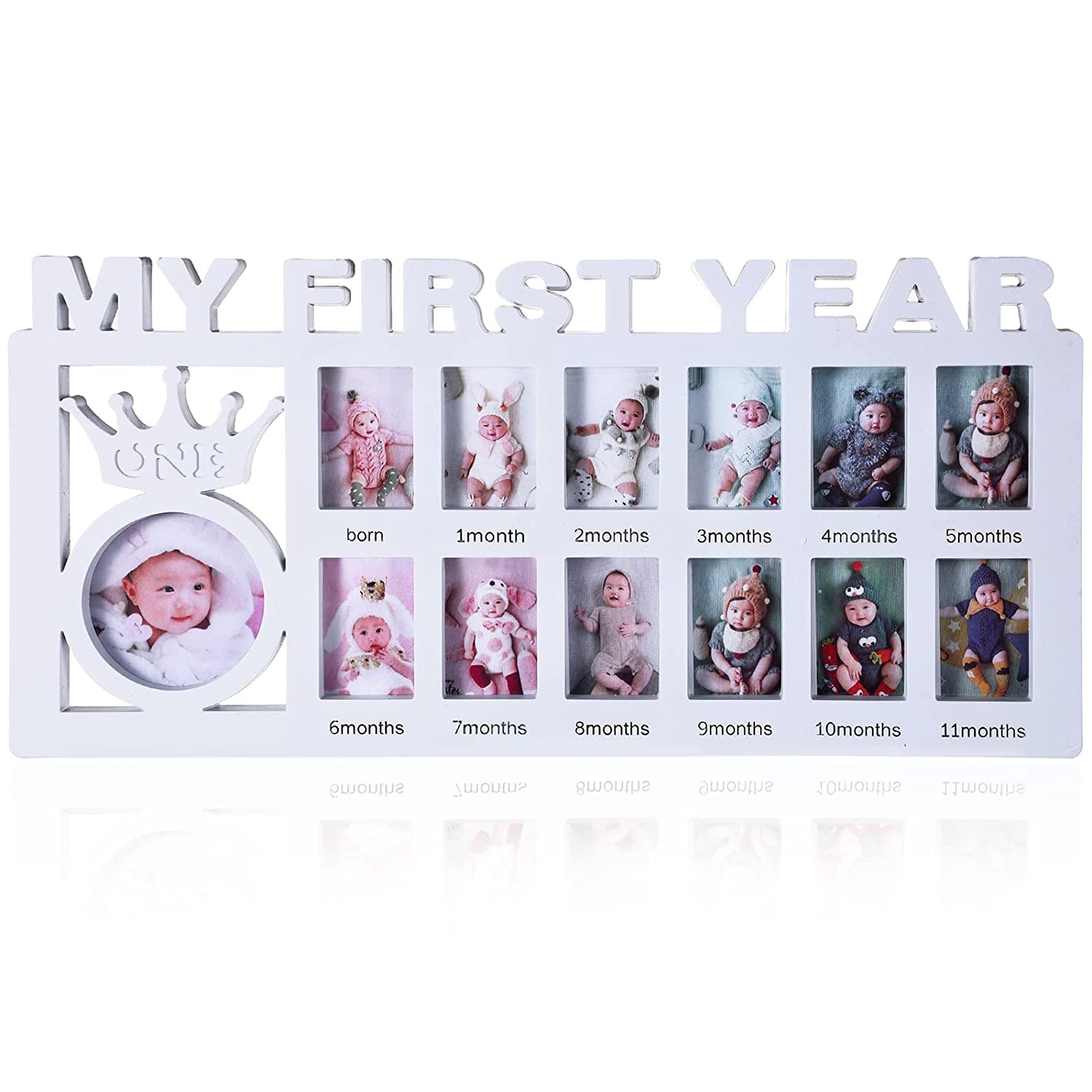 Bilderrahmen, Baby-Fotorahmen, Bilderrahmen, Momente, Andenken, Mädchen, Jungen, Multi-Foto-Impression-Set, Neugeborene, Baby, Säugling, Geburtstag, Weihnachten, Erinnerungen, Taufgeschenke (weiß)