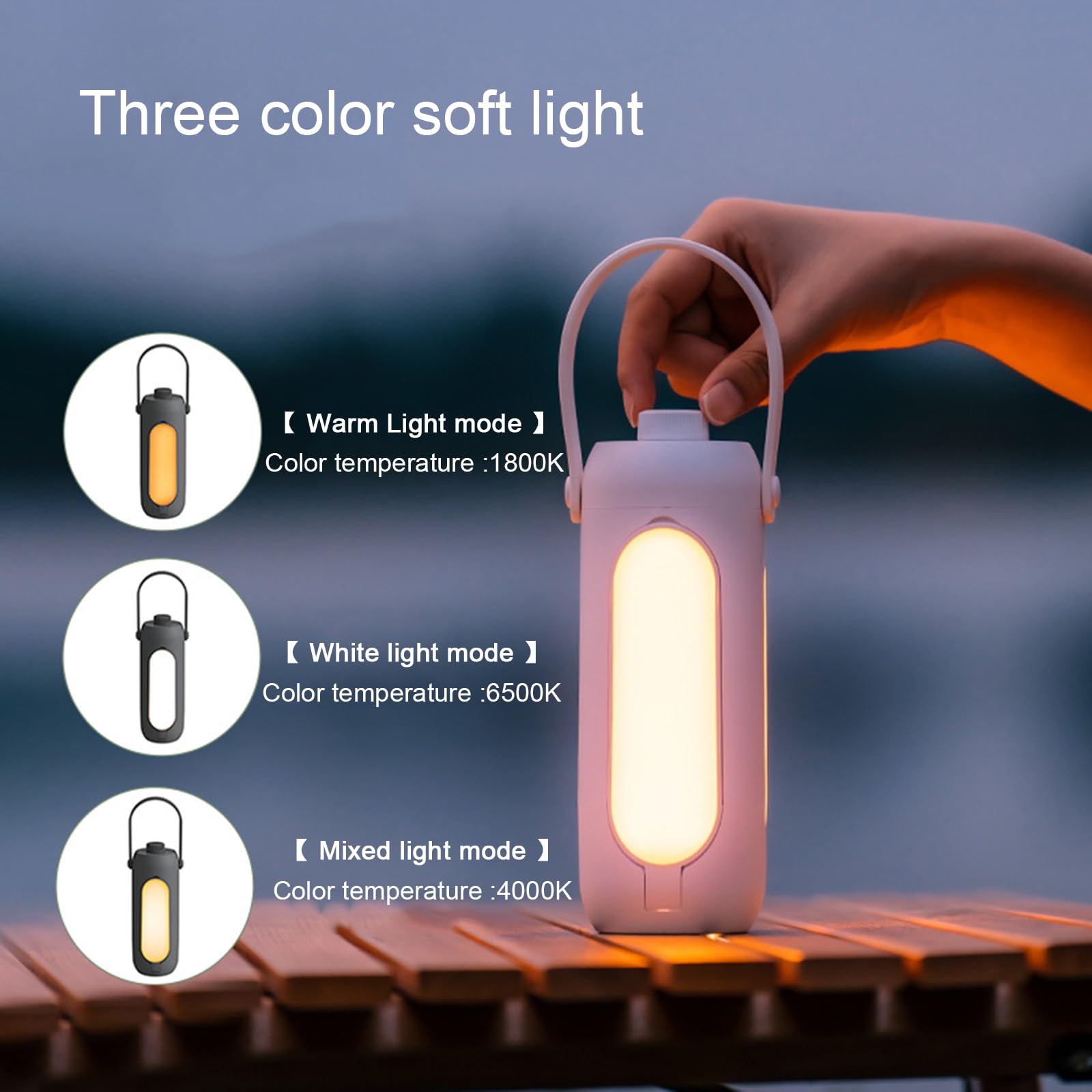 Lampe, abat-jour extensible, alimentation d'urgence, batterie 10 000 mAh, bouton de gradation sans fin